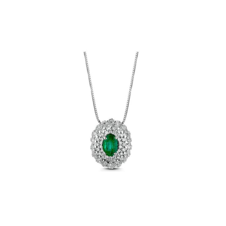 Crusado necklace with diamonds and emeralds pendant Porto Venere collection