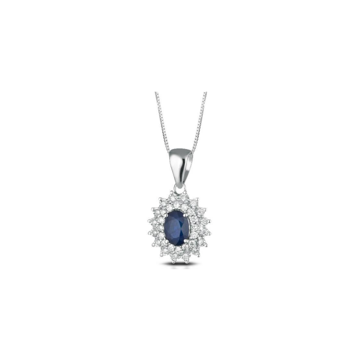 Crusado necklace with diamond pendant and sapphires Sanremo collection