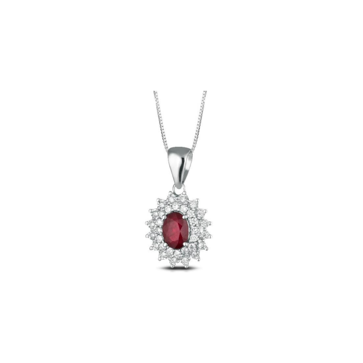 Crusado necklace with diamonds and rubies pendant Sanremo collection