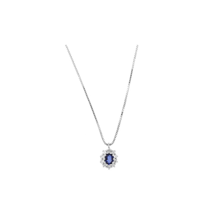 White gold necklace with pendant with diamonds and emeralds Maratea collection